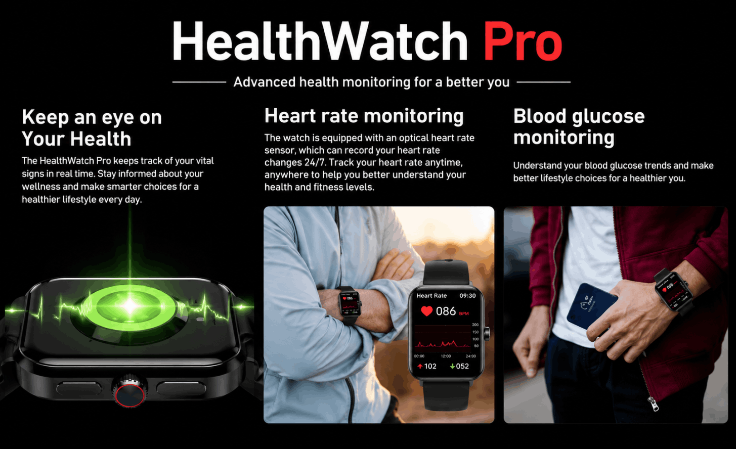 Health Watch Pro all-in-one wellness smartwatch